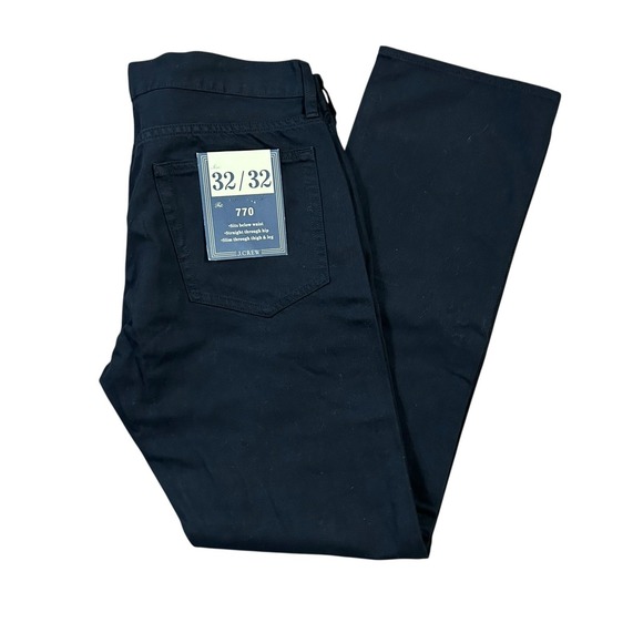 J Crew 770 Men's Jeans 32x32 Dark Wash Black Denim Slim Straight‎ NEW - Picture 1 of 9